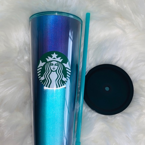 Starbucks 2021 Limited Release Ombre Blue Iridescent Tumbler Cold Cup Venti 24oz - Picture 14 of 15